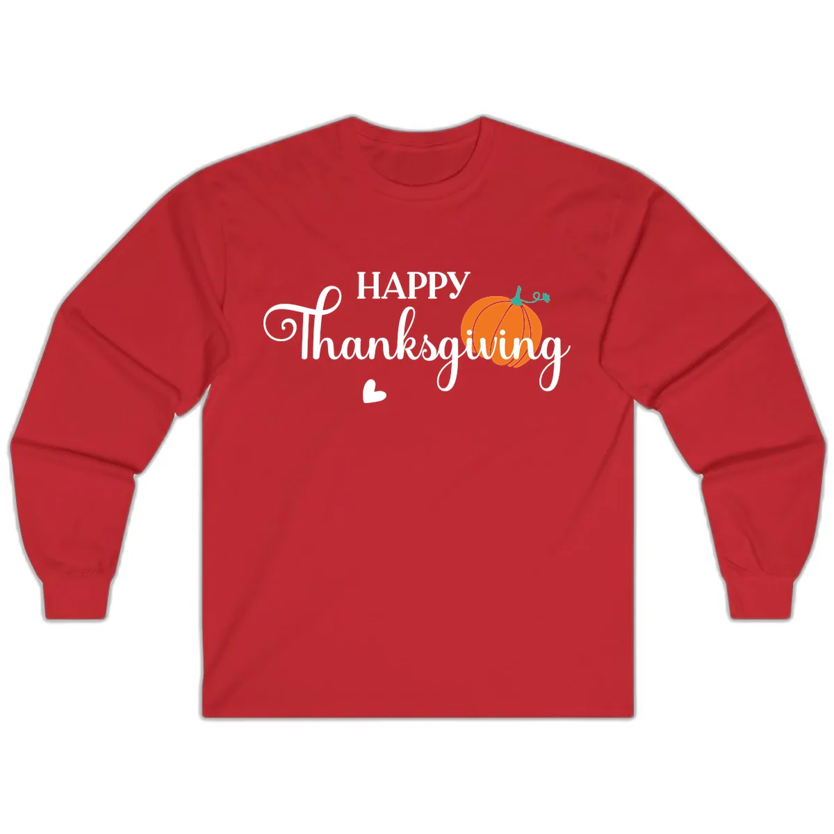Happy Thanksgiving Script Design Long Sleeve in Red