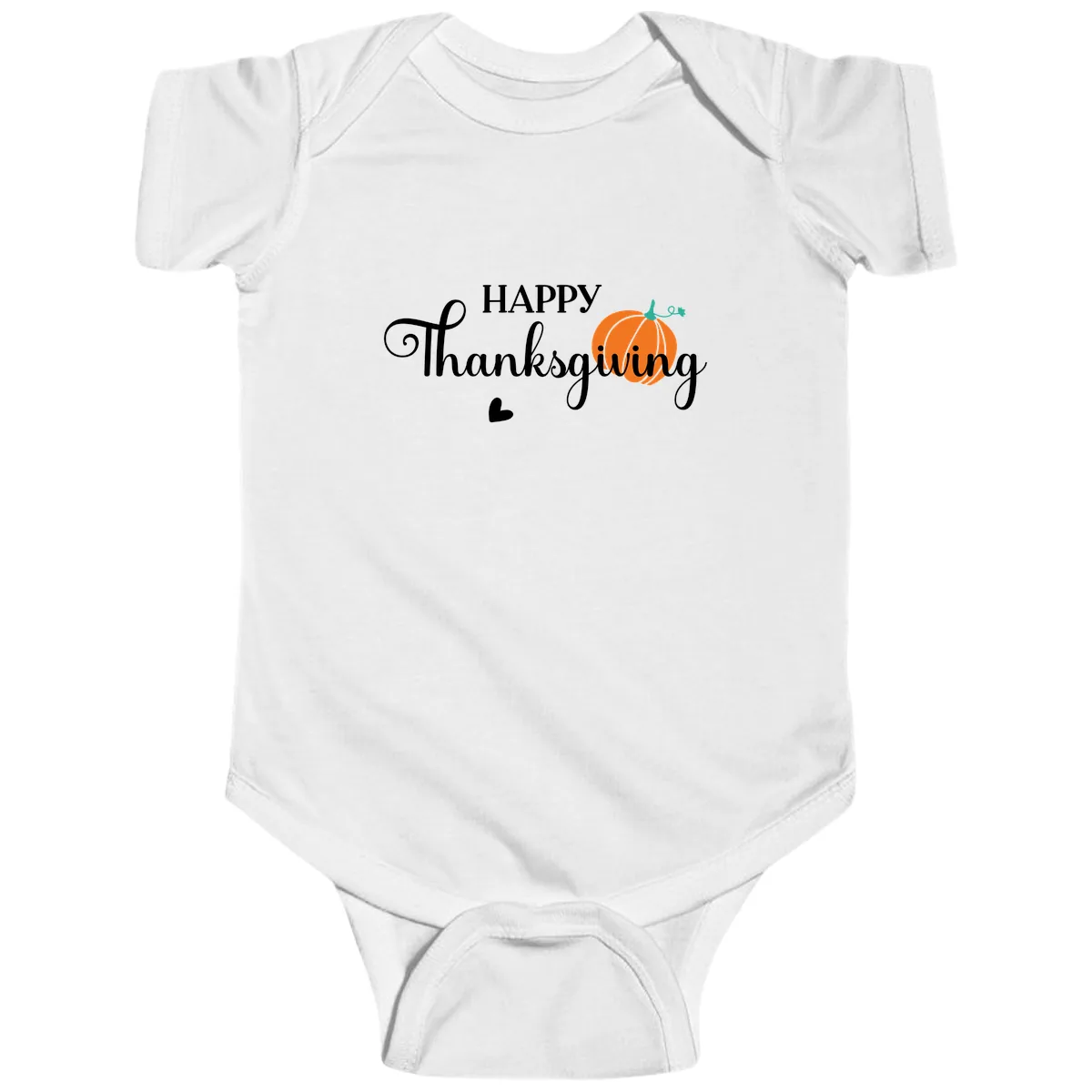 Happy Thanksgiving Script Design Baby Onesie in White