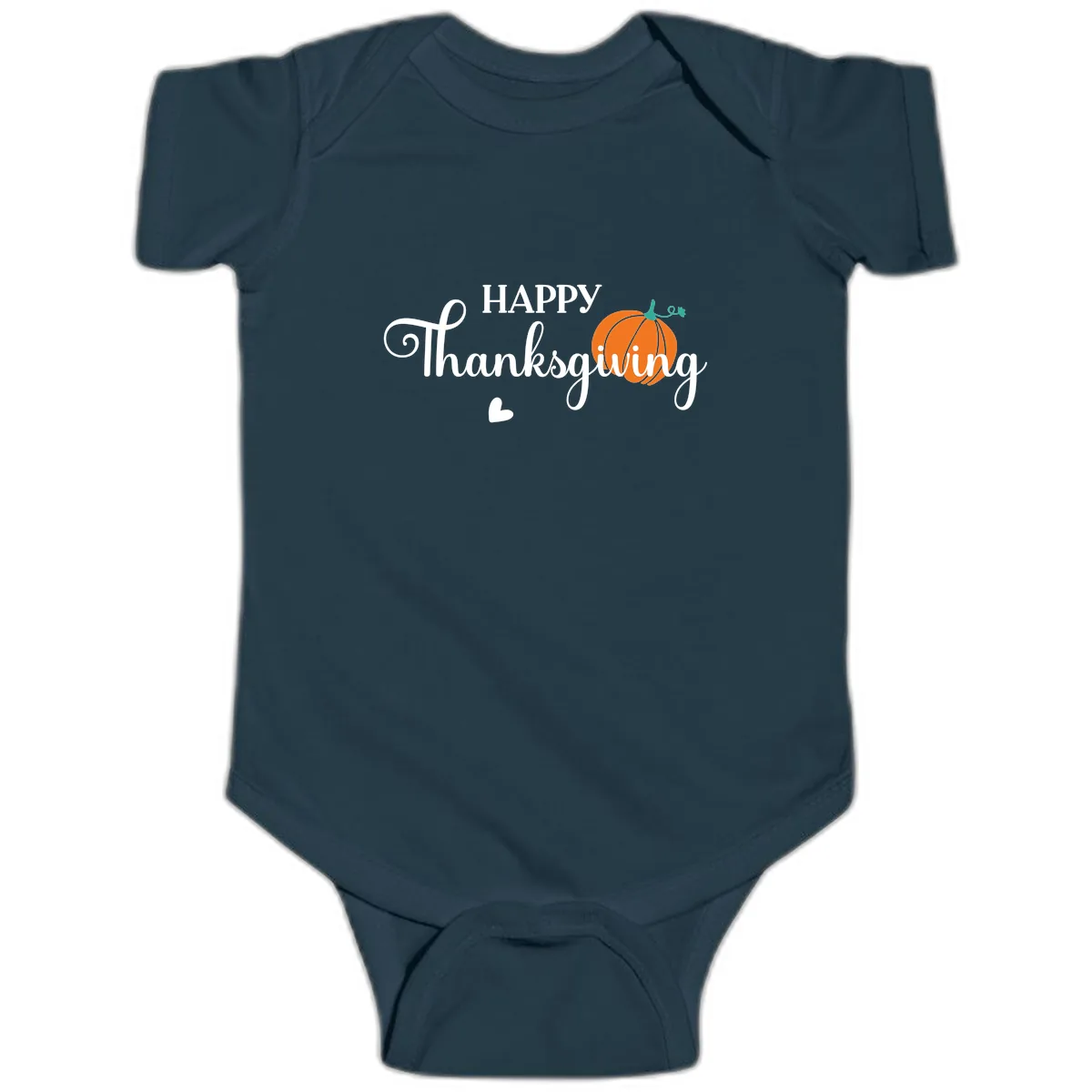 Happy Thanksgiving Script Design Baby Onesie in Navy