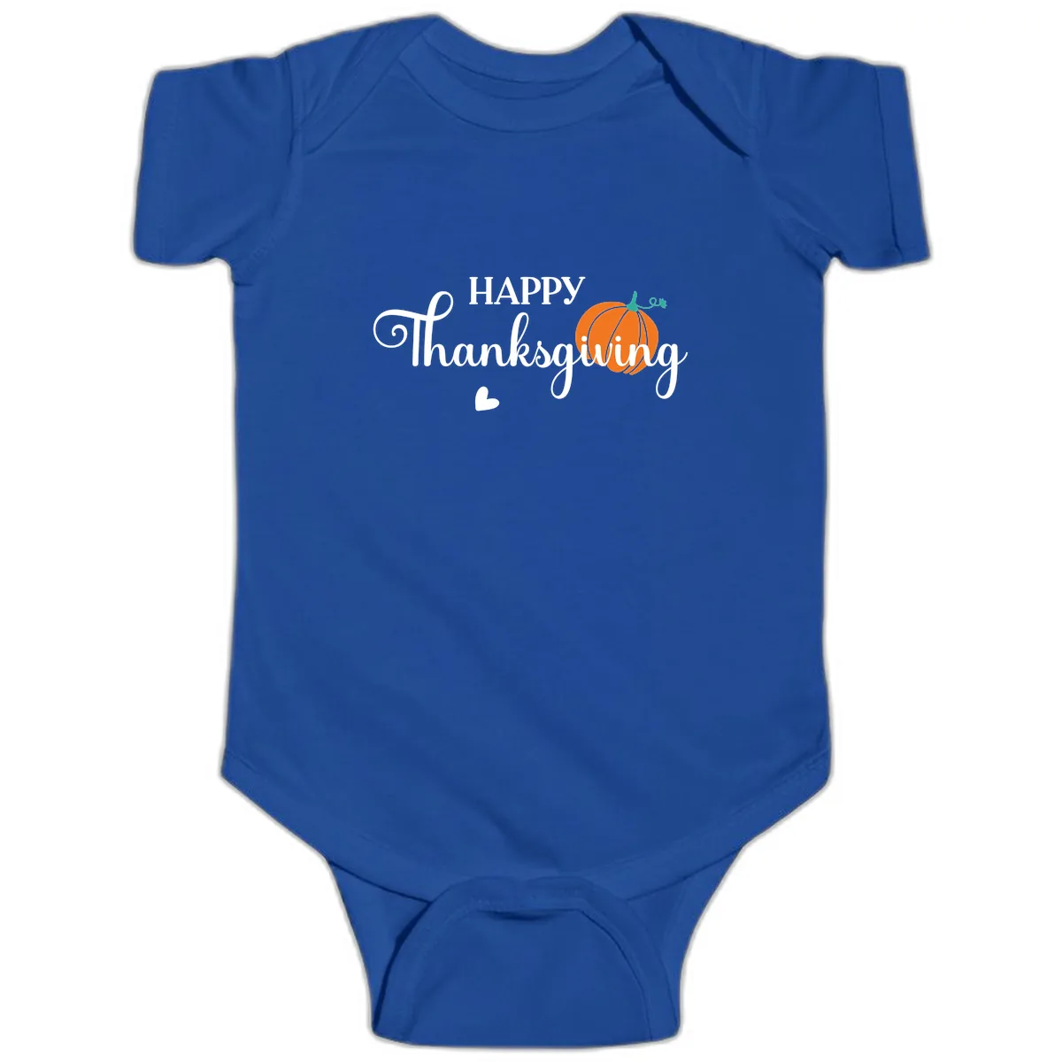 Happy Thanksgiving Script Design Baby Onesie in Royal