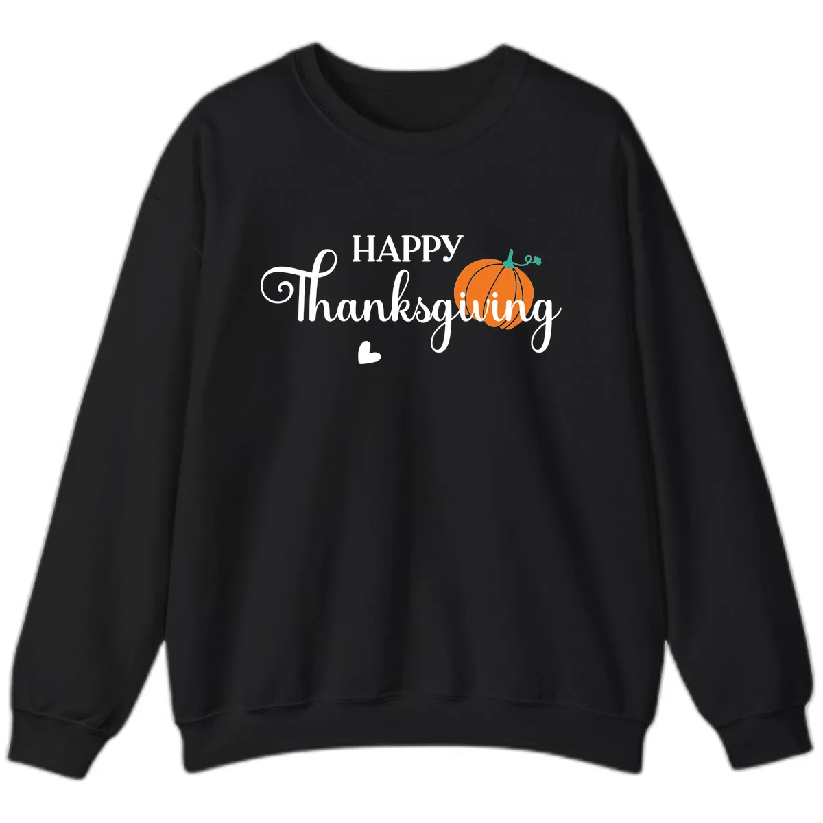 Happy Thanksgiving Script Design Sweatshirt in Black