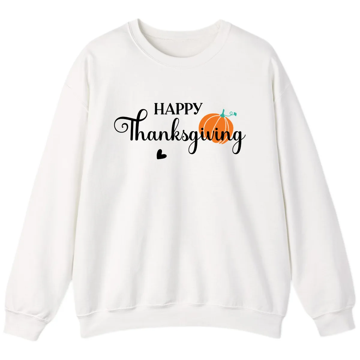 Happy Thanksgiving Script Design Sweatshirt in White