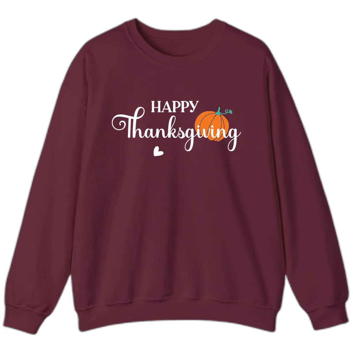 Happy Thanksgiving Script Design Sweatshirt in Maroon