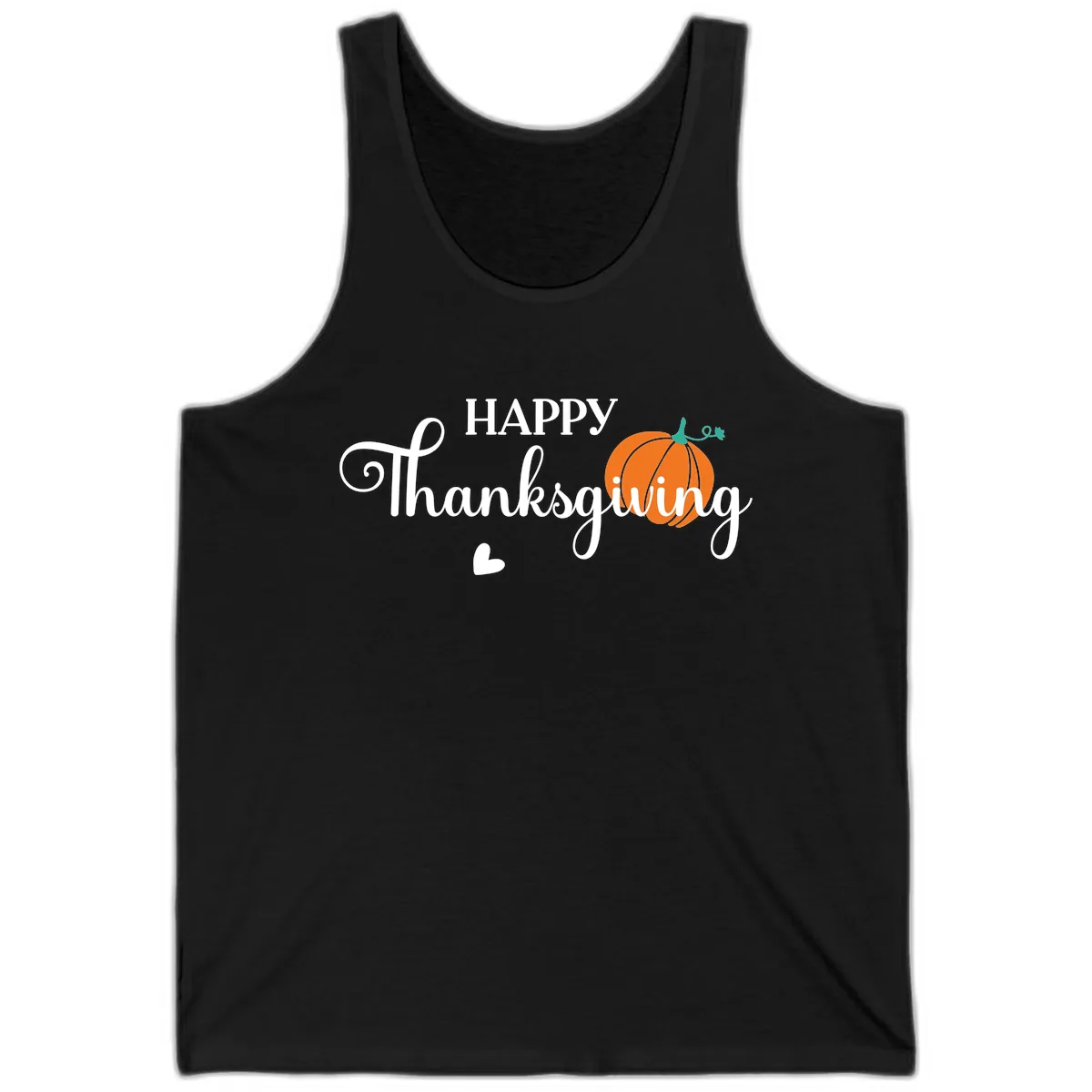 Happy Thanksgiving Script Design Tank in Black
