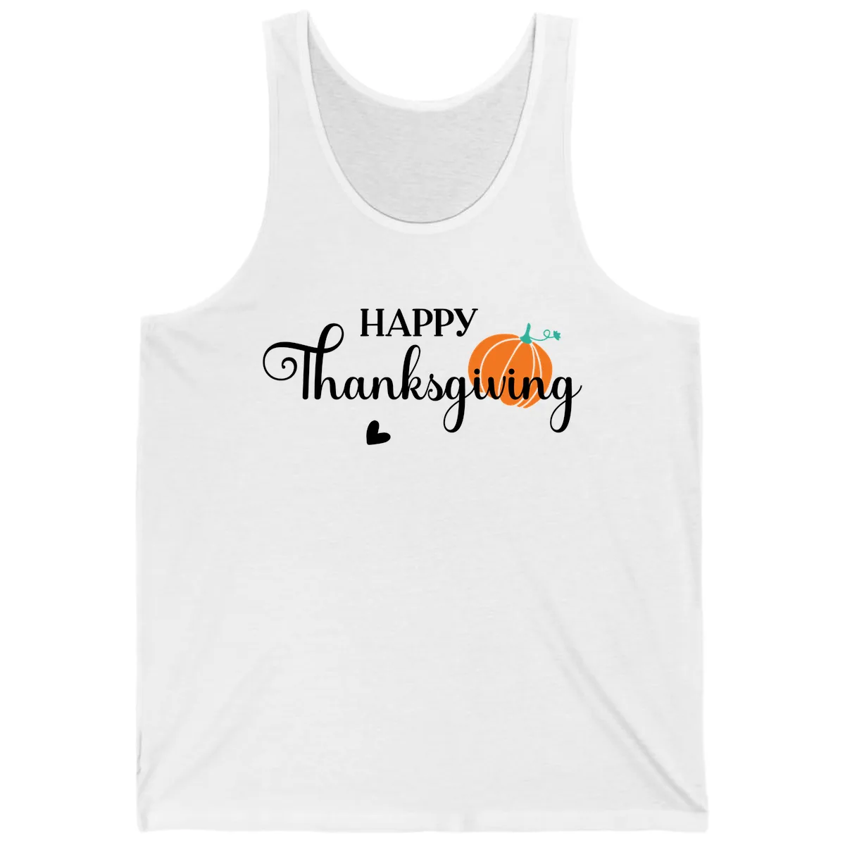 Happy Thanksgiving Script Design Tank in White