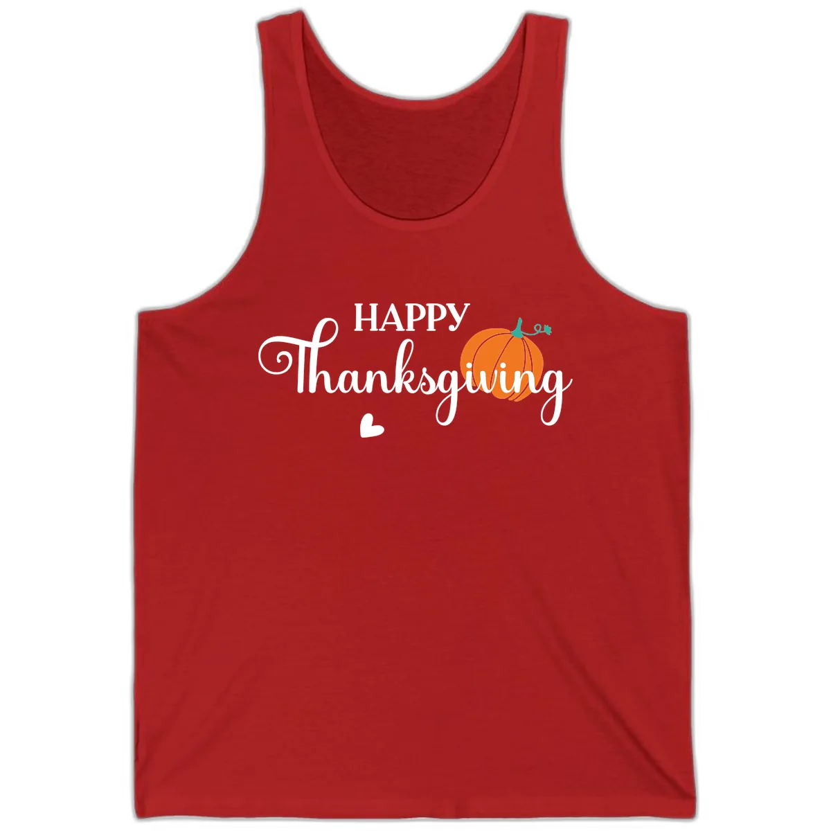 Happy Thanksgiving Script Design Tank in Red