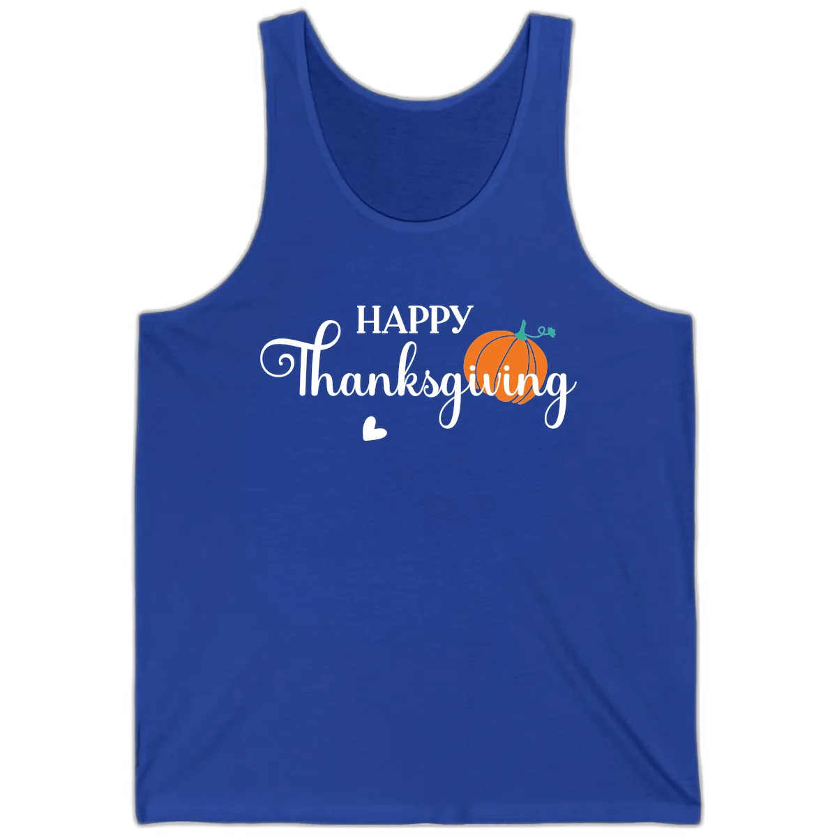 Happy Thanksgiving Script Design Tank in True Royal
