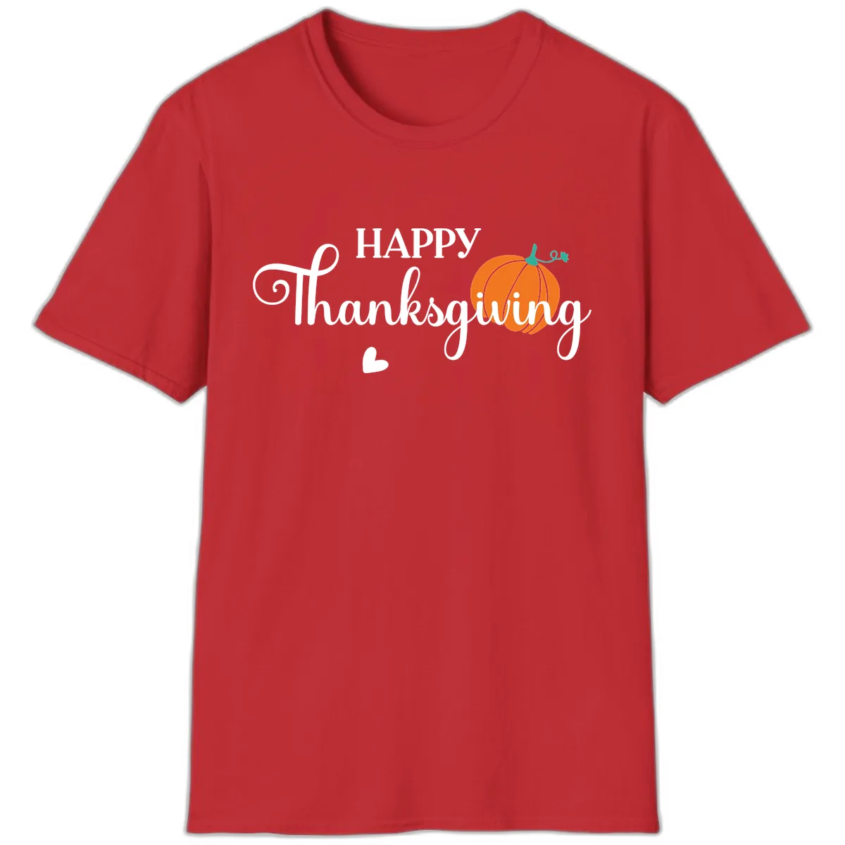 Happy Thanksgiving Script Design T-Shirt in Red