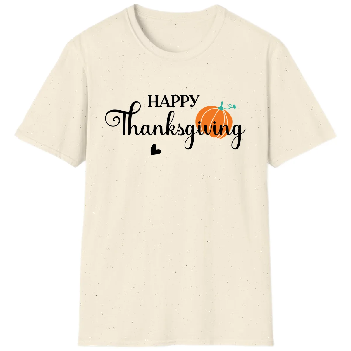 Happy Thanksgiving Script Design T-Shirt in Natural