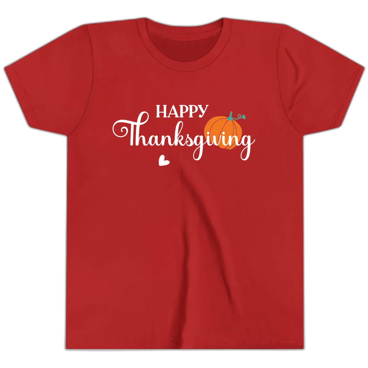 Happy Thanksgiving Script Design Youth T-Shirt in Red