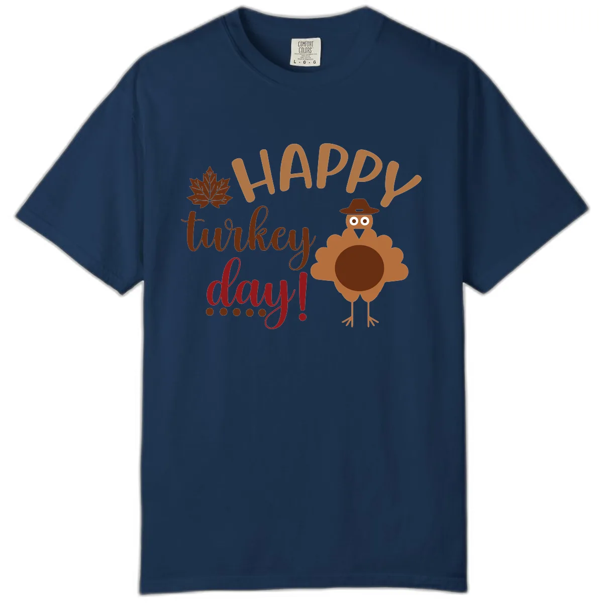 Happy Turkey Day Wholesome Thanksgiving Comfort Color in Navy