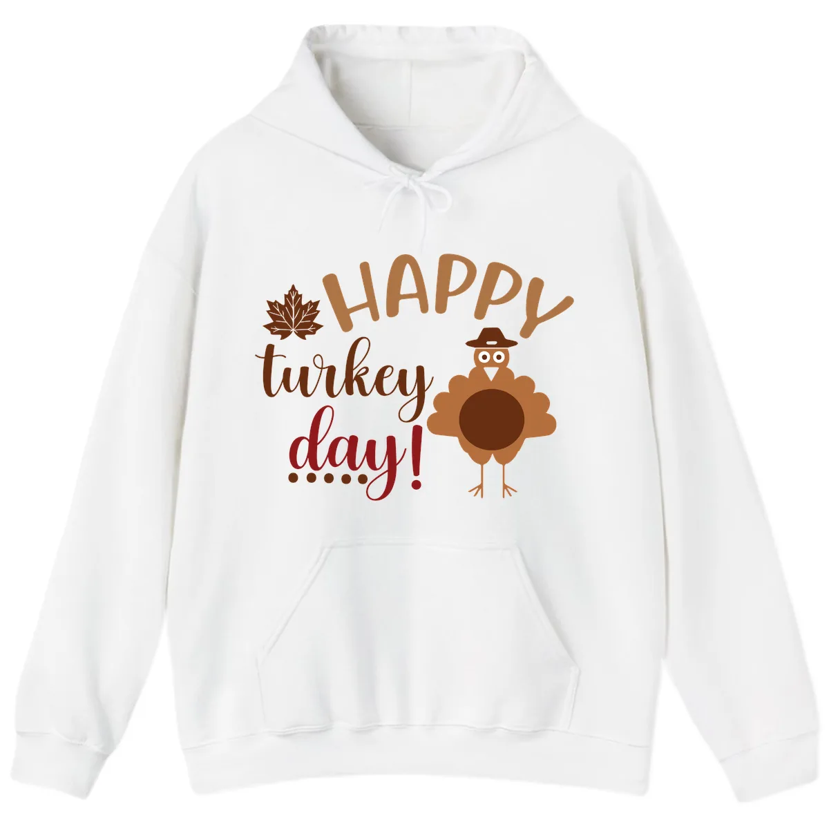 Happy Turkey Day Wholesome Thanksgiving Hoodie in White