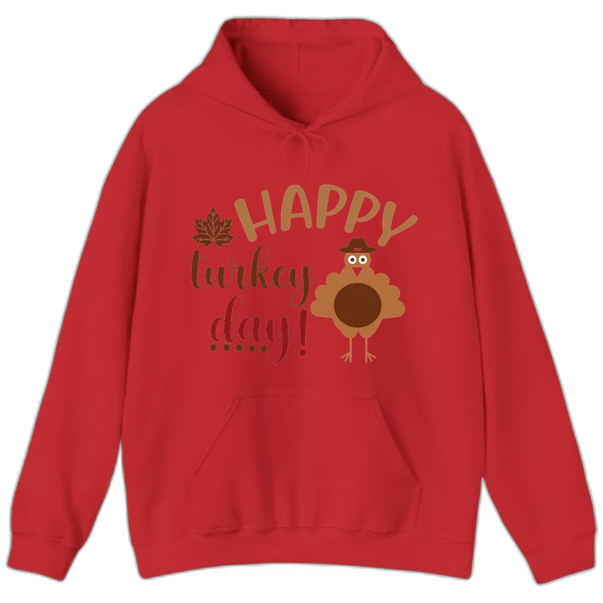 Happy Turkey Day Wholesome Thanksgiving Hoodie in Red