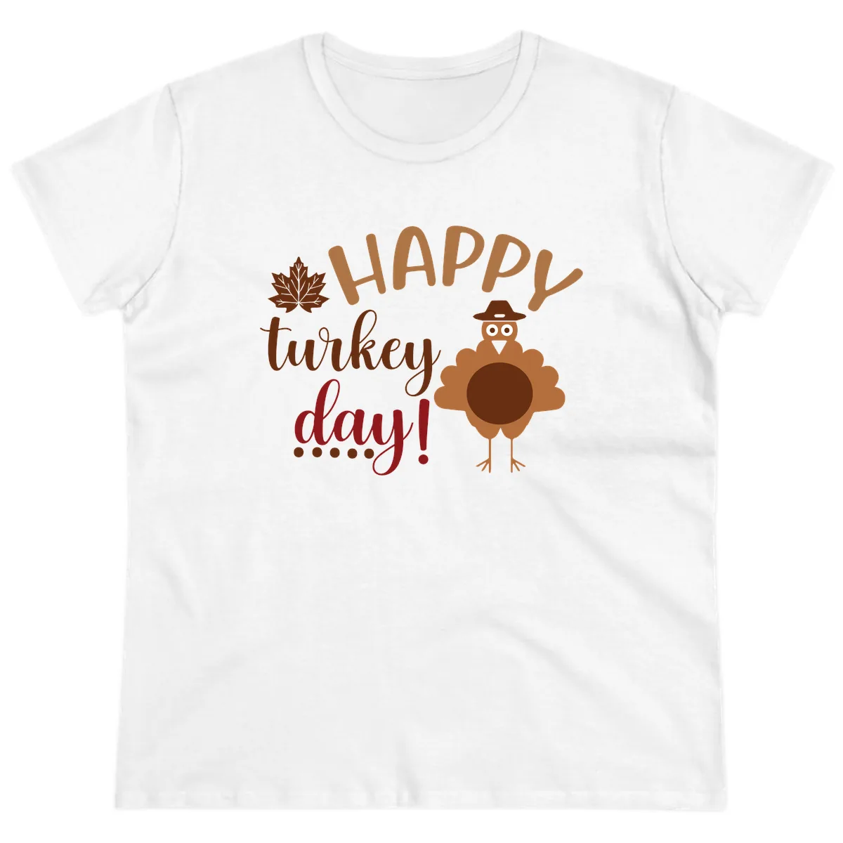 Happy Turkey Day Wholesome Thanksgiving Ladies Tee in White