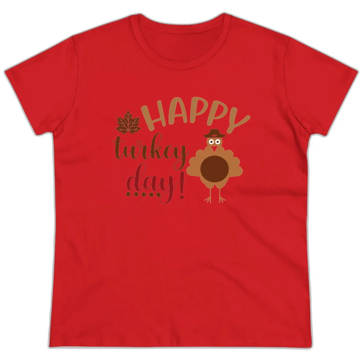 Happy Turkey Day Wholesome Thanksgiving Ladies Tee in Red