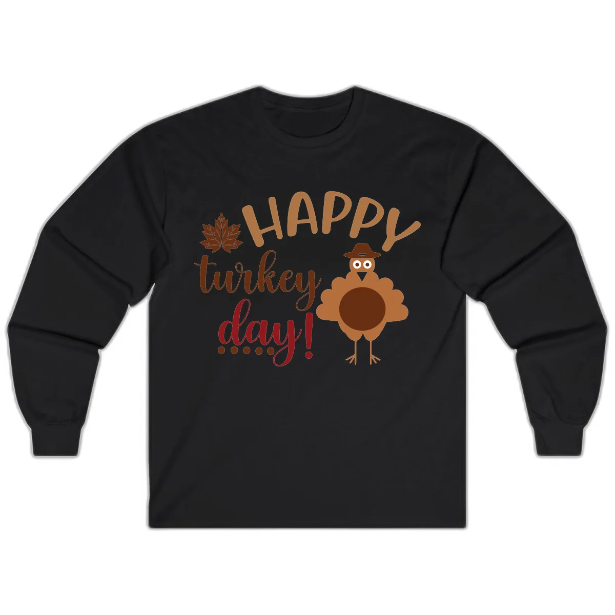 Happy Turkey Day Wholesome Thanksgiving Long Sleeve in Black