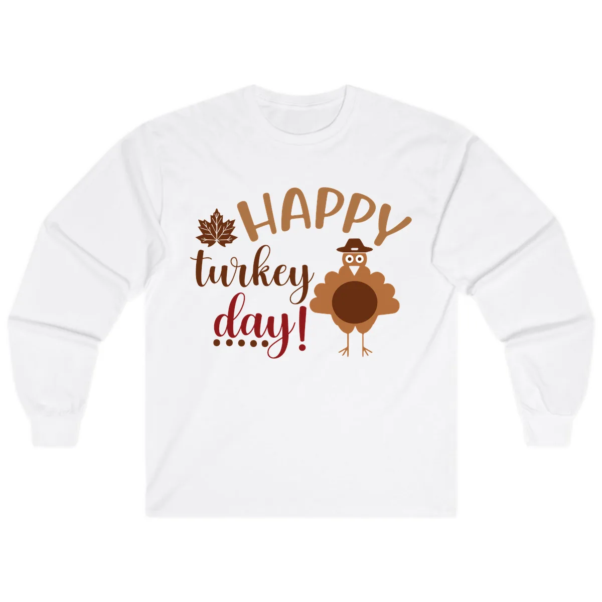 Happy Turkey Day Wholesome Thanksgiving Long Sleeve in White