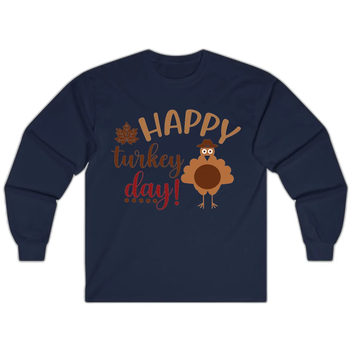 Happy Turkey Day Wholesome Thanksgiving Long Sleeve in Navy