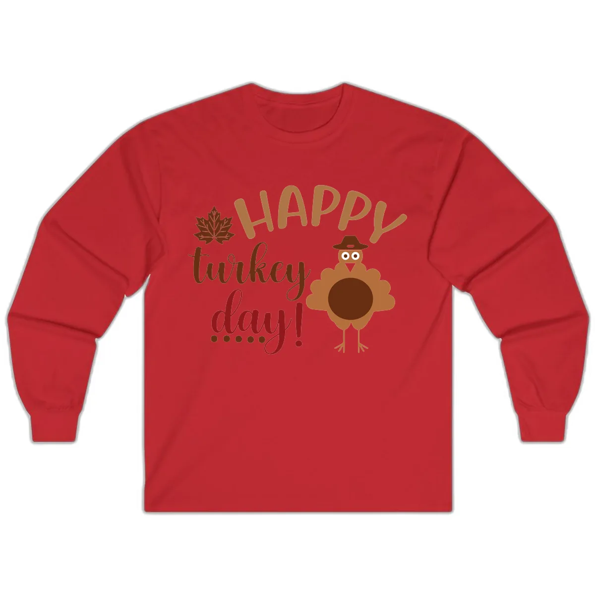 Happy Turkey Day Wholesome Thanksgiving Long Sleeve in Red