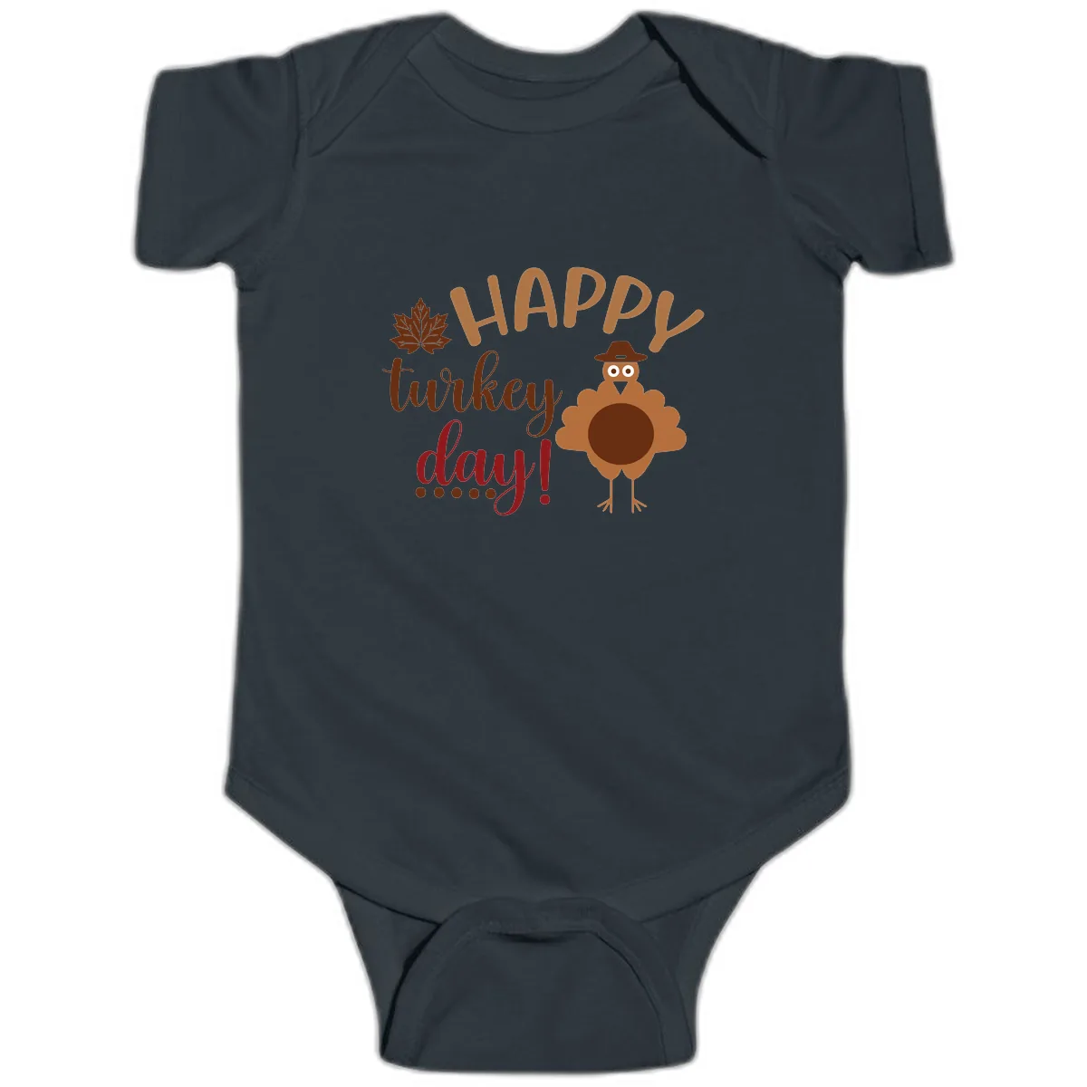 Happy Turkey Day Wholesome Thanksgiving Baby Onesie in Black
