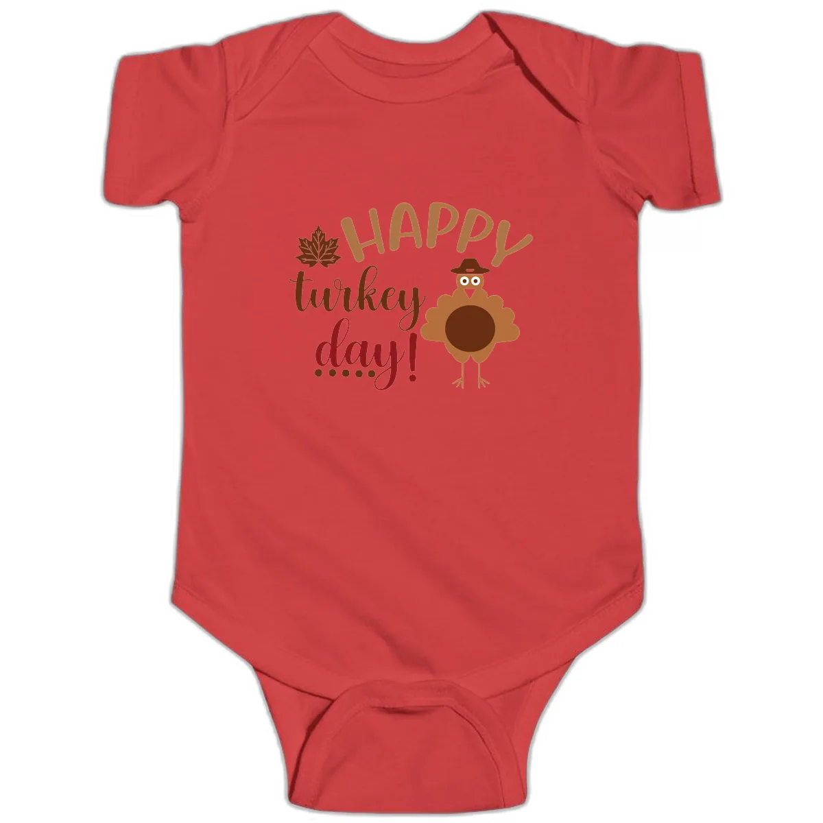 Happy Turkey Day Wholesome Thanksgiving Baby Onesie in Red