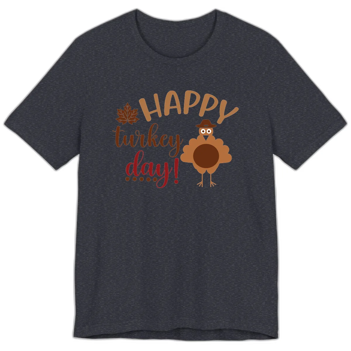 Happy Turkey Day Wholesome Thanksgiving Premium T-Shirt in Heather Navy
