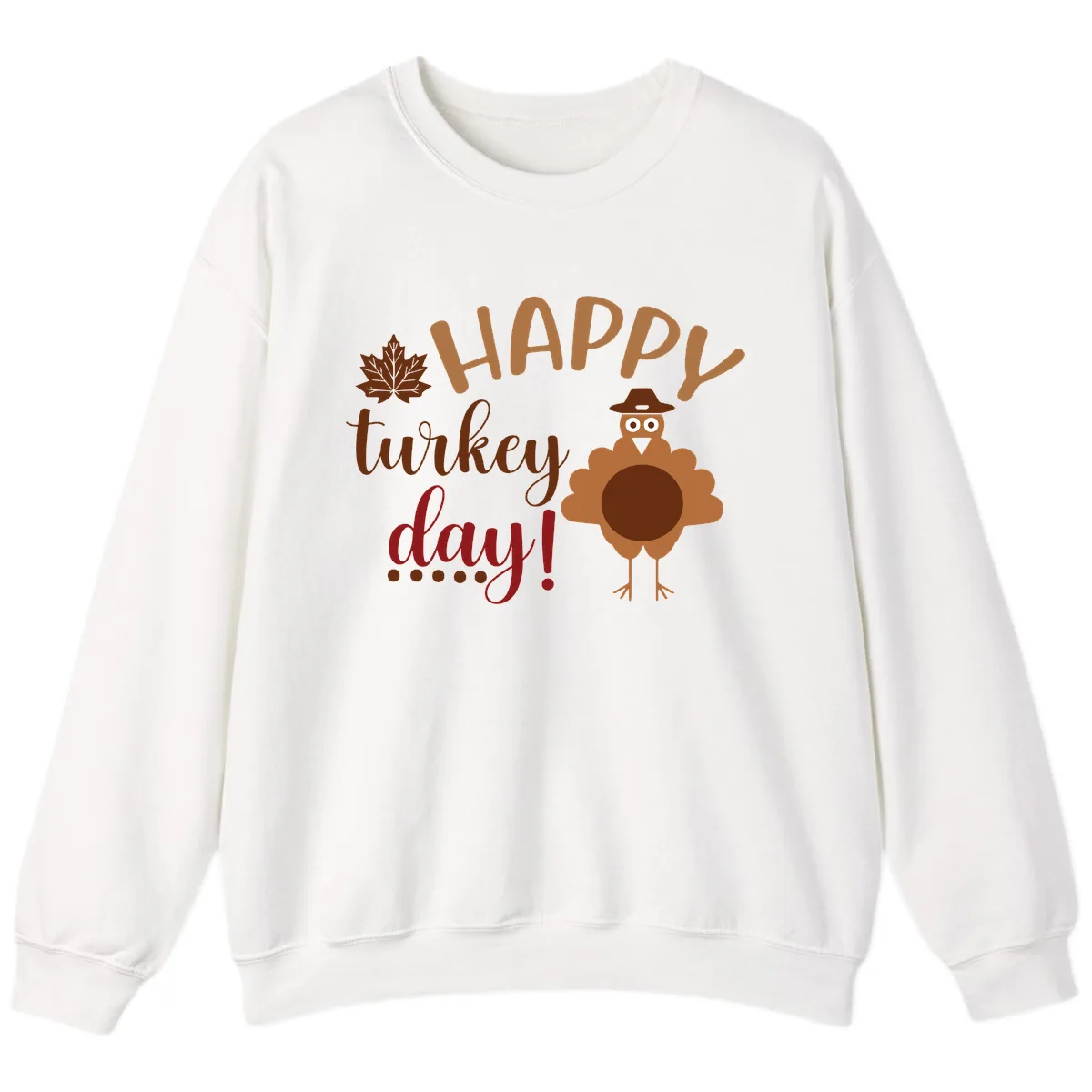 Happy Turkey Day Wholesome Thanksgiving Sweatshirt in White