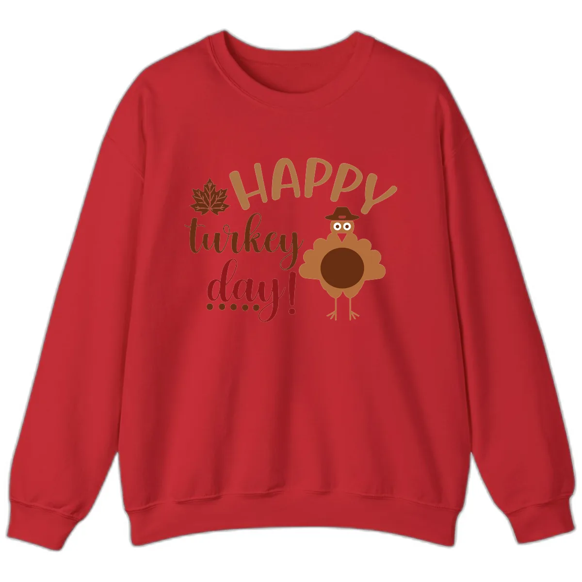 Happy Turkey Day Wholesome Thanksgiving Sweatshirt in Red