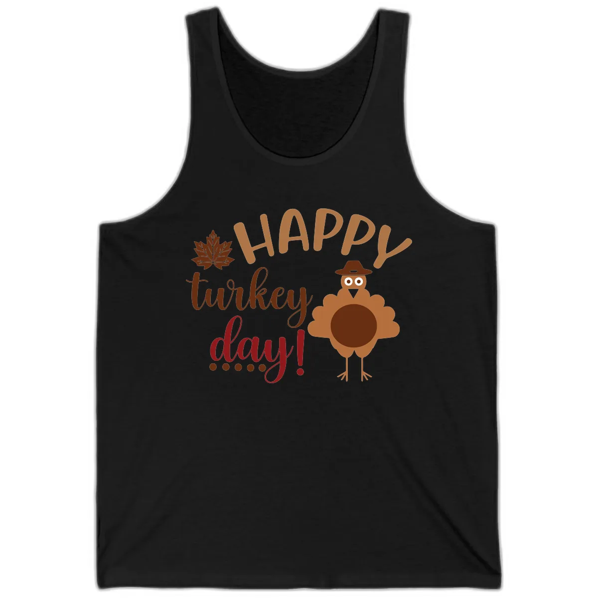 Happy Turkey Day Wholesome Thanksgiving Tank in Black