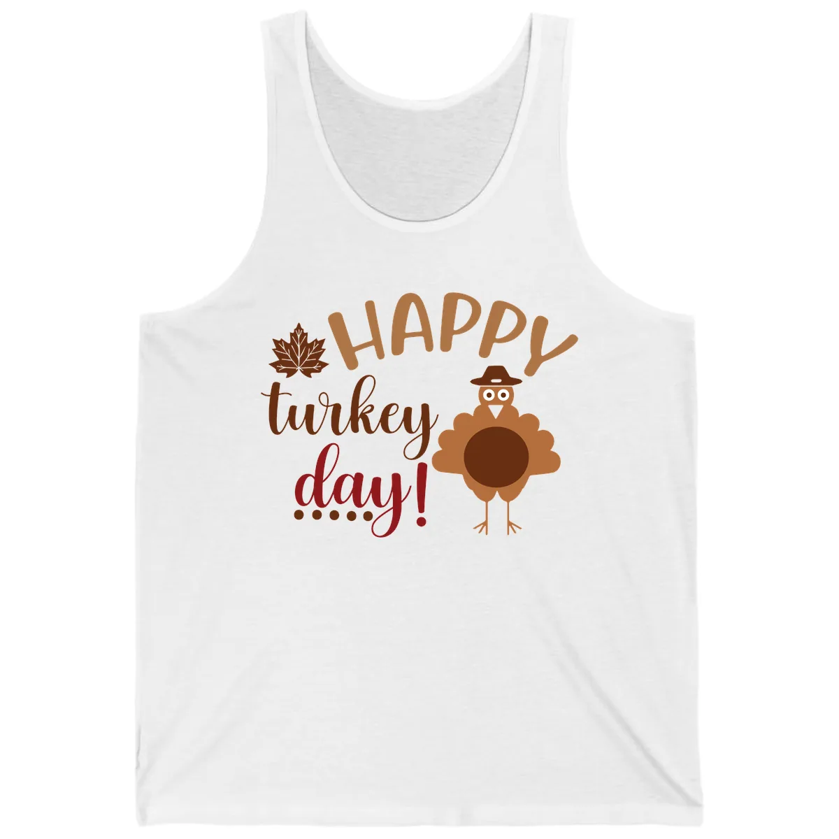 Happy Turkey Day Wholesome Thanksgiving Tank in White