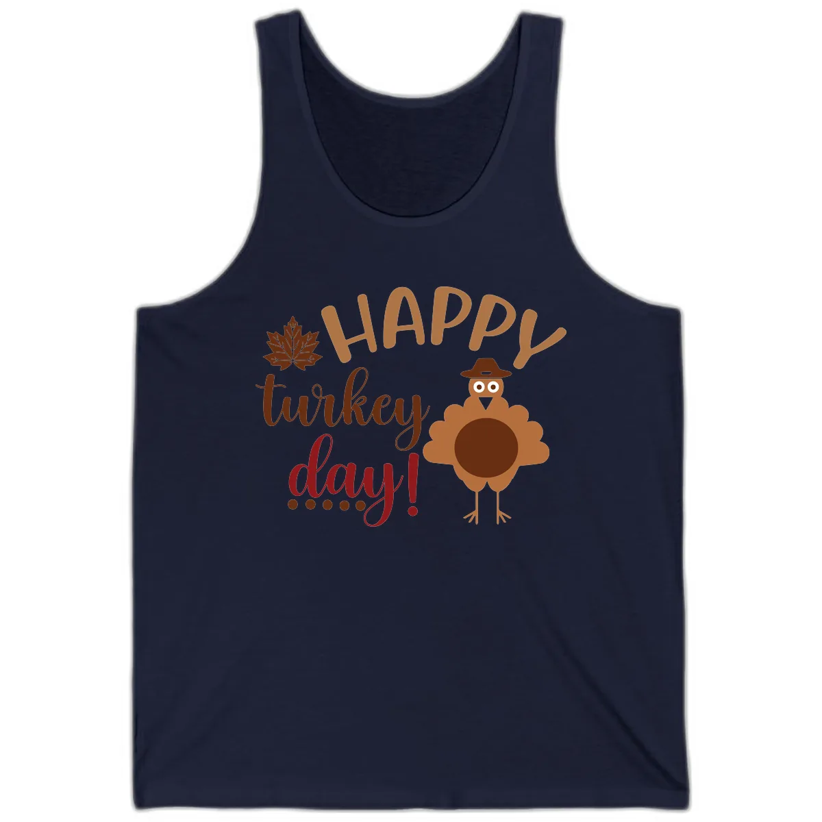 Happy Turkey Day Wholesome Thanksgiving Tank in Navy