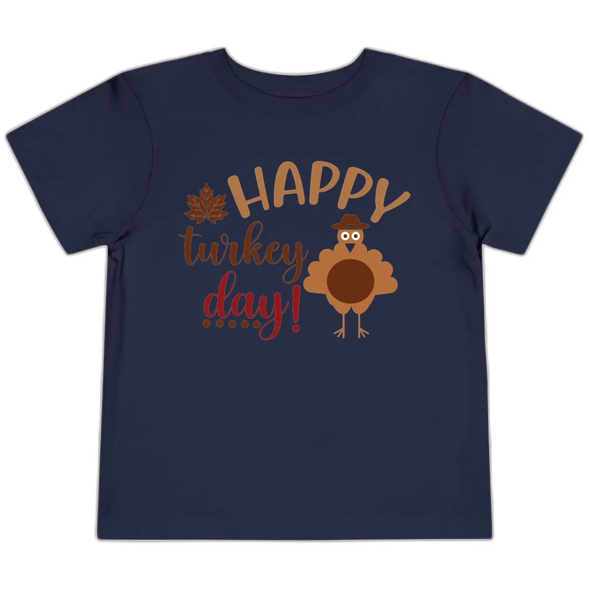 Happy Turkey Day Wholesome Thanksgiving Toddler T-Shirt in Navy