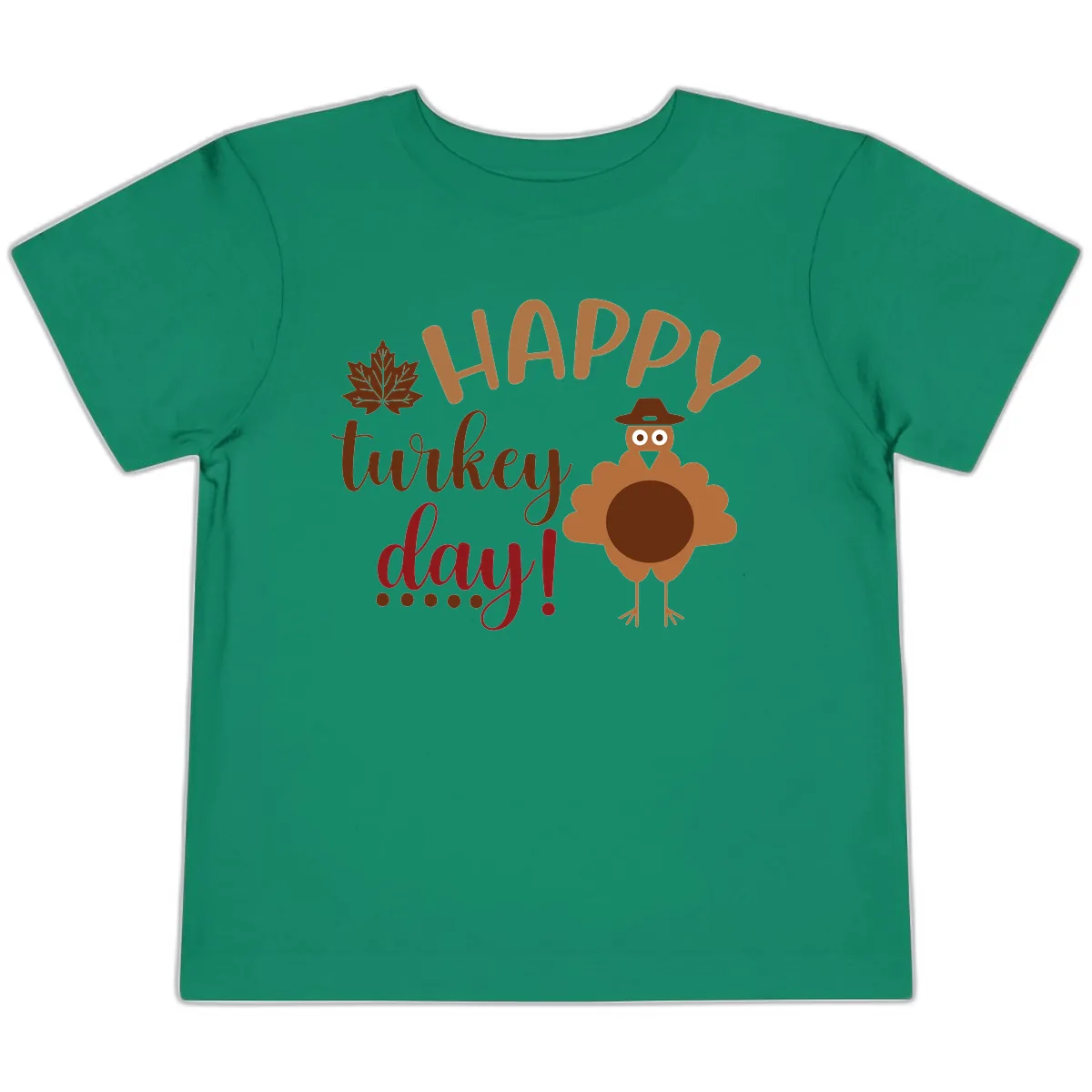Happy Turkey Day Wholesome Thanksgiving Toddler T-Shirt in Kelly
