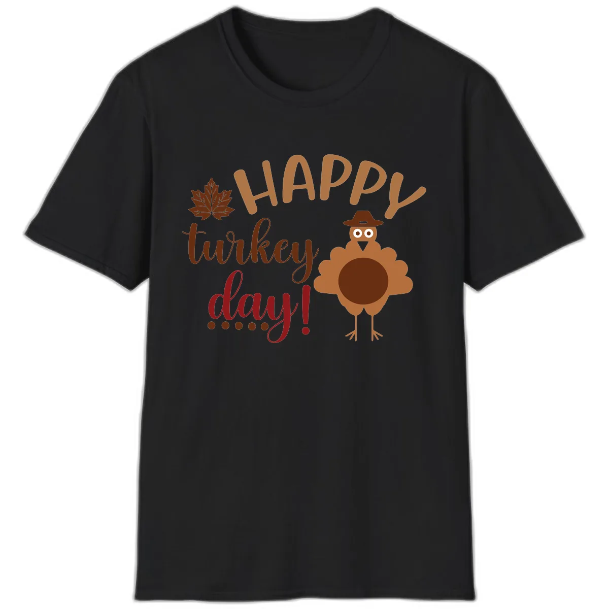 Happy Turkey Day Wholesome Thanksgiving T-Shirt in Black