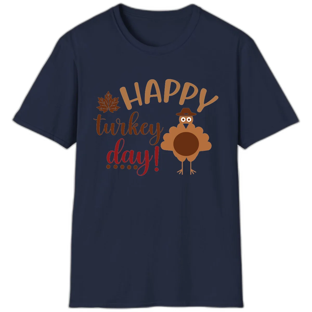 Happy Turkey Day Wholesome Thanksgiving T-Shirt in Navy