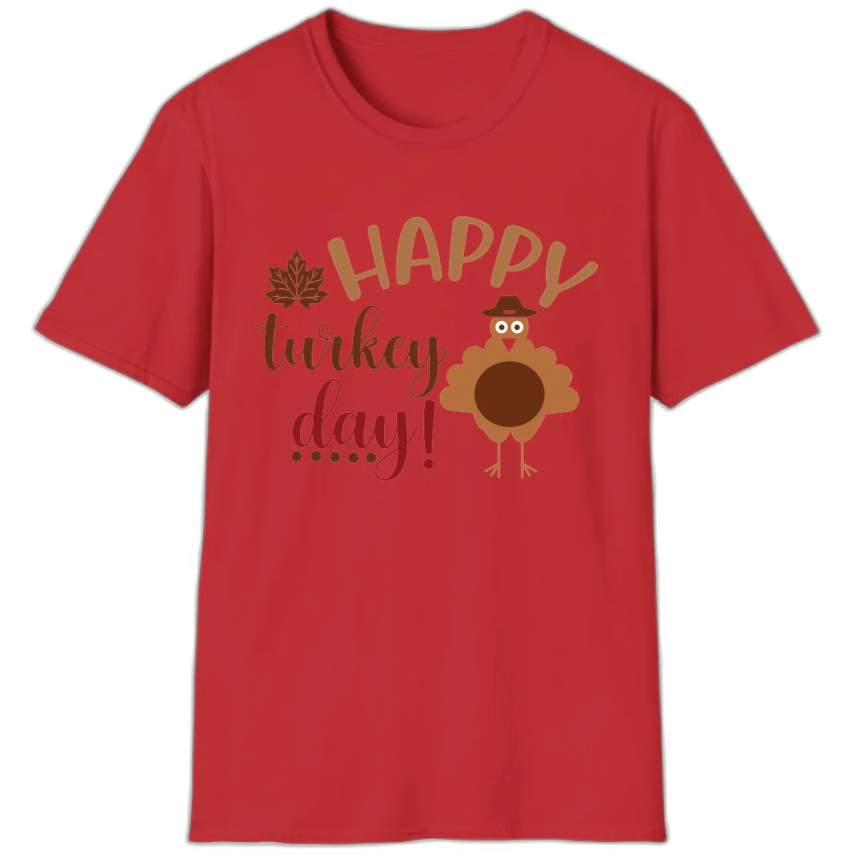 Happy Turkey Day Wholesome Thanksgiving T-Shirt in Red