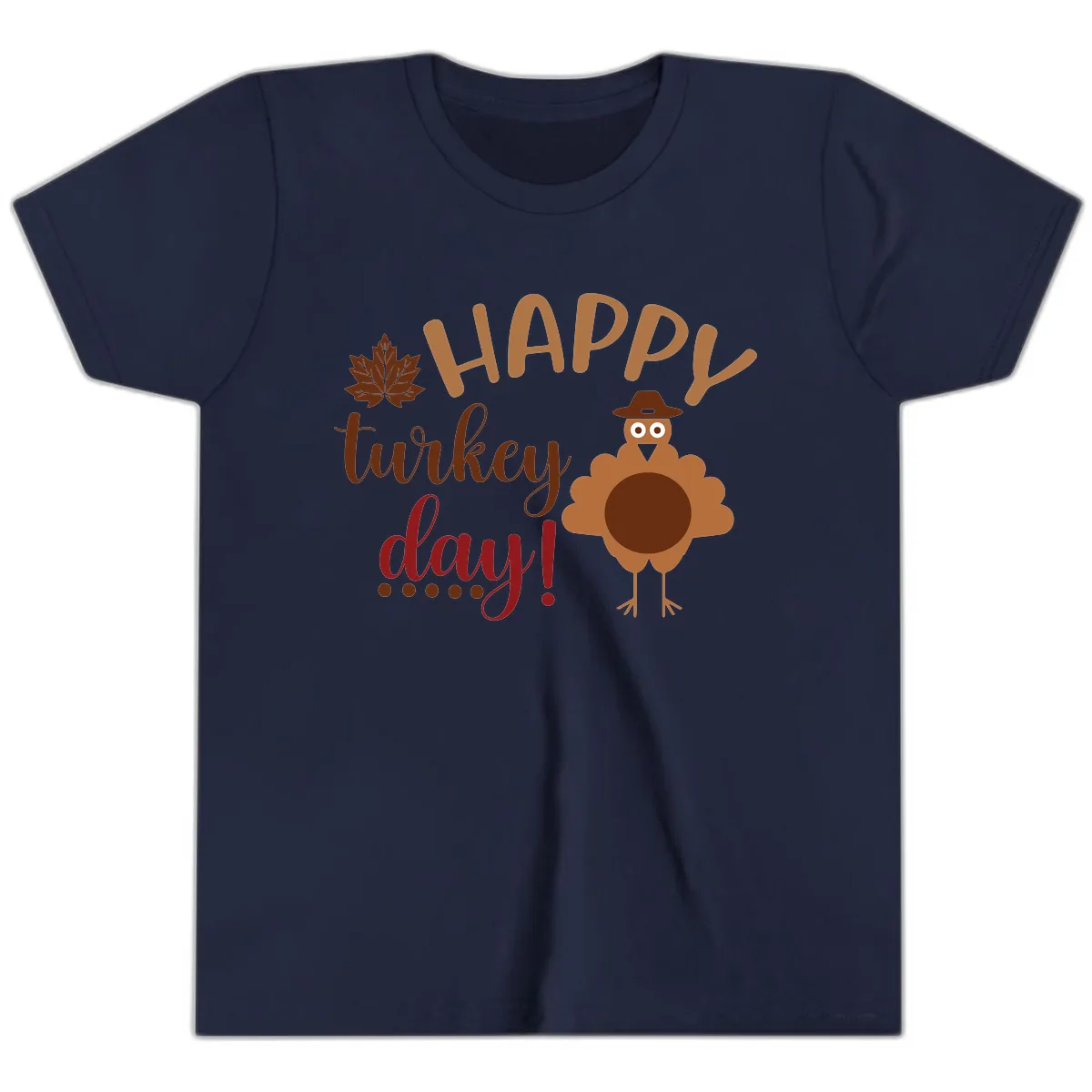 Happy Turkey Day Wholesome Thanksgiving Youth T-Shirt in Navy