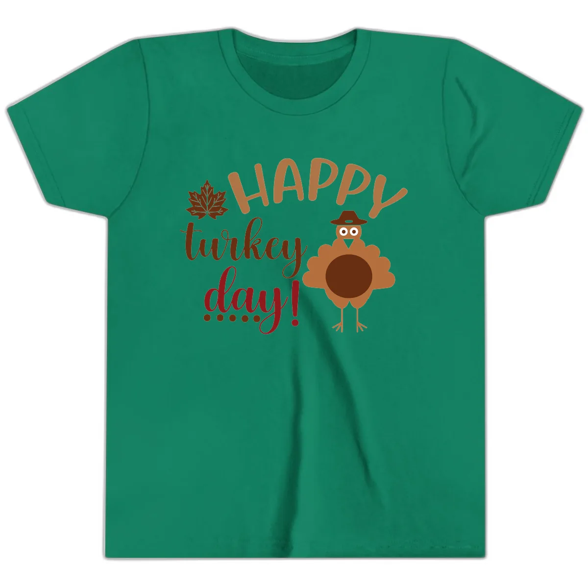Happy Turkey Day Wholesome Thanksgiving Youth T-Shirt in Kelly