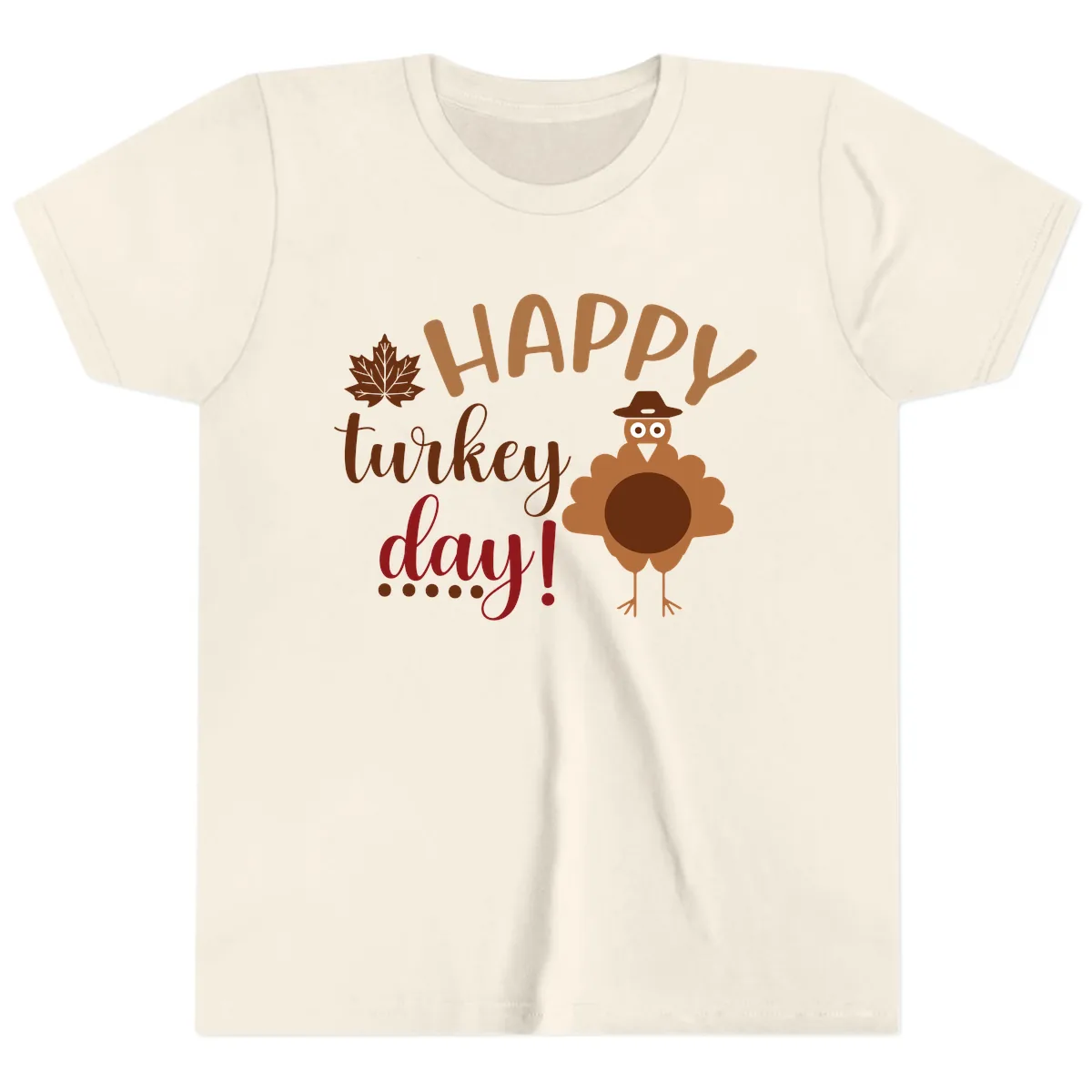 Happy Turkey Day Wholesome Thanksgiving Youth T-Shirt in Natural