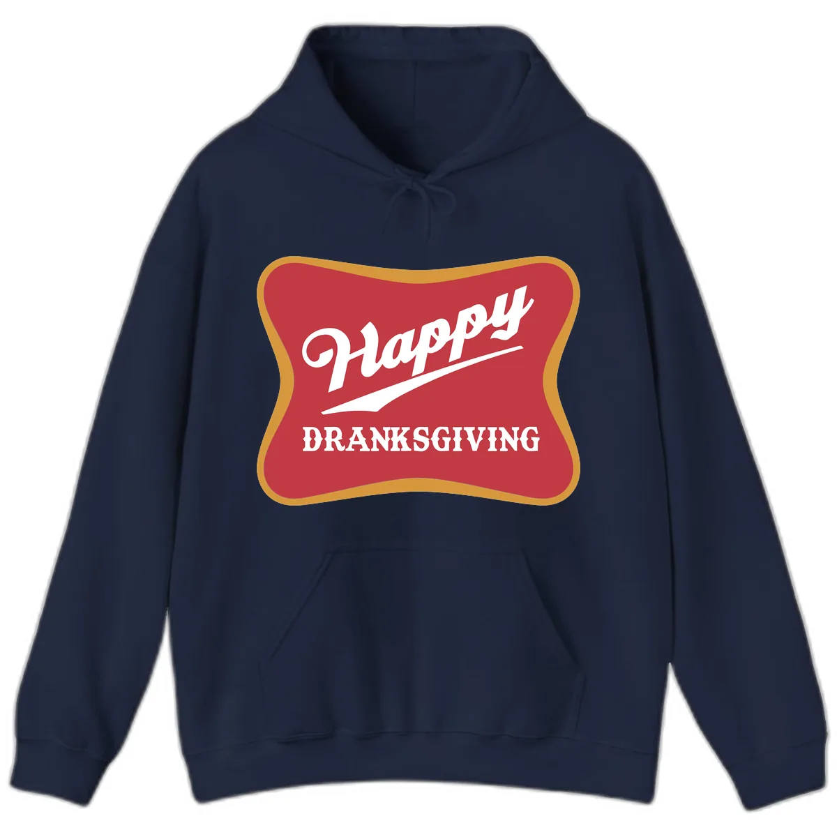 Happy Dranksgiving Holiday Design Hoodie in Navy
