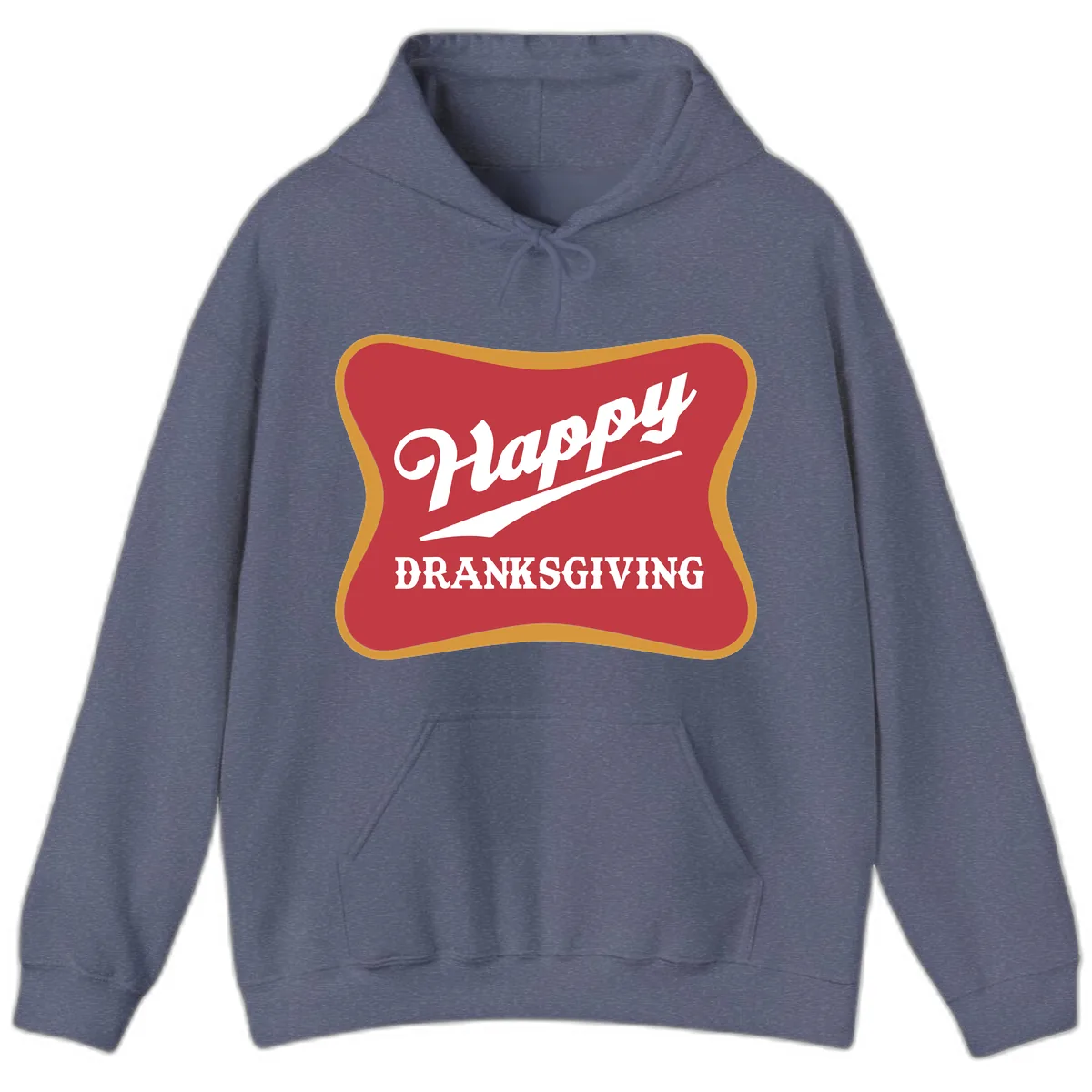 Happy Dranksgiving Holiday Design Hoodie in Heather Navy