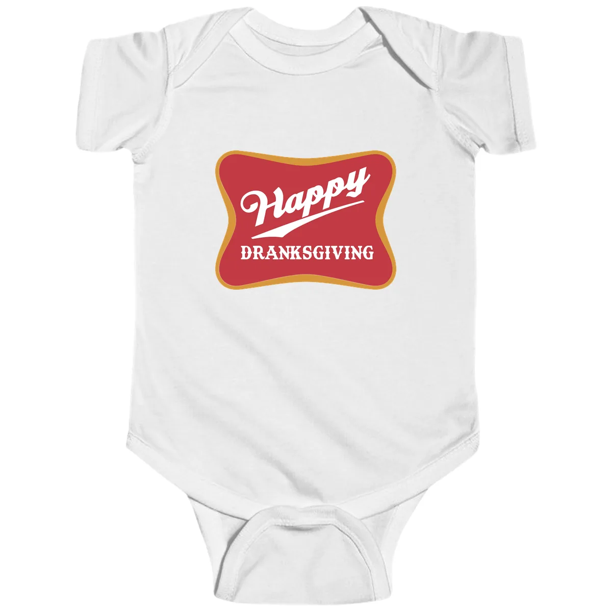 Happy Dranksgiving Holiday Design Baby Onesie in White