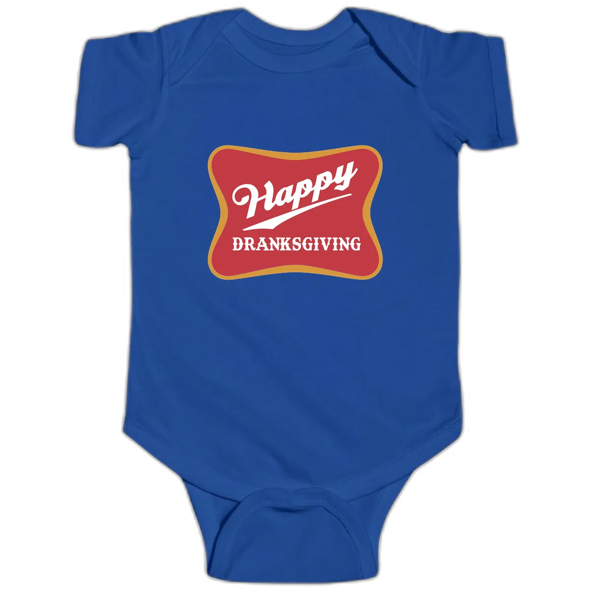 Happy Dranksgiving Holiday Design Baby Onesie in Royal