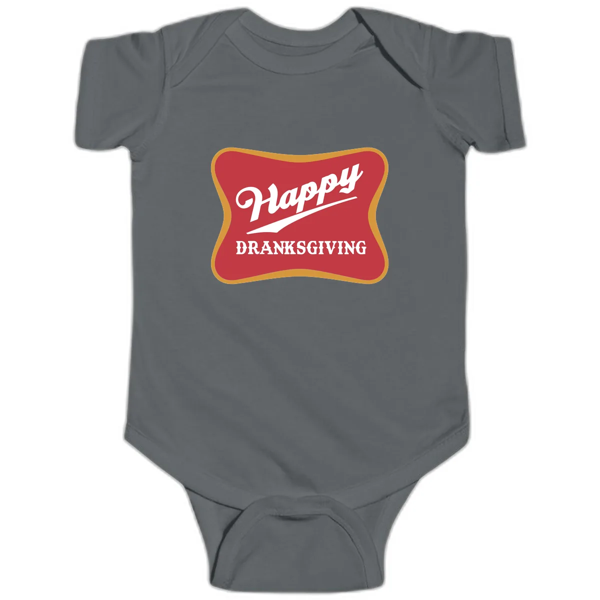 Happy Dranksgiving Holiday Design Baby Onesie in Charcoal