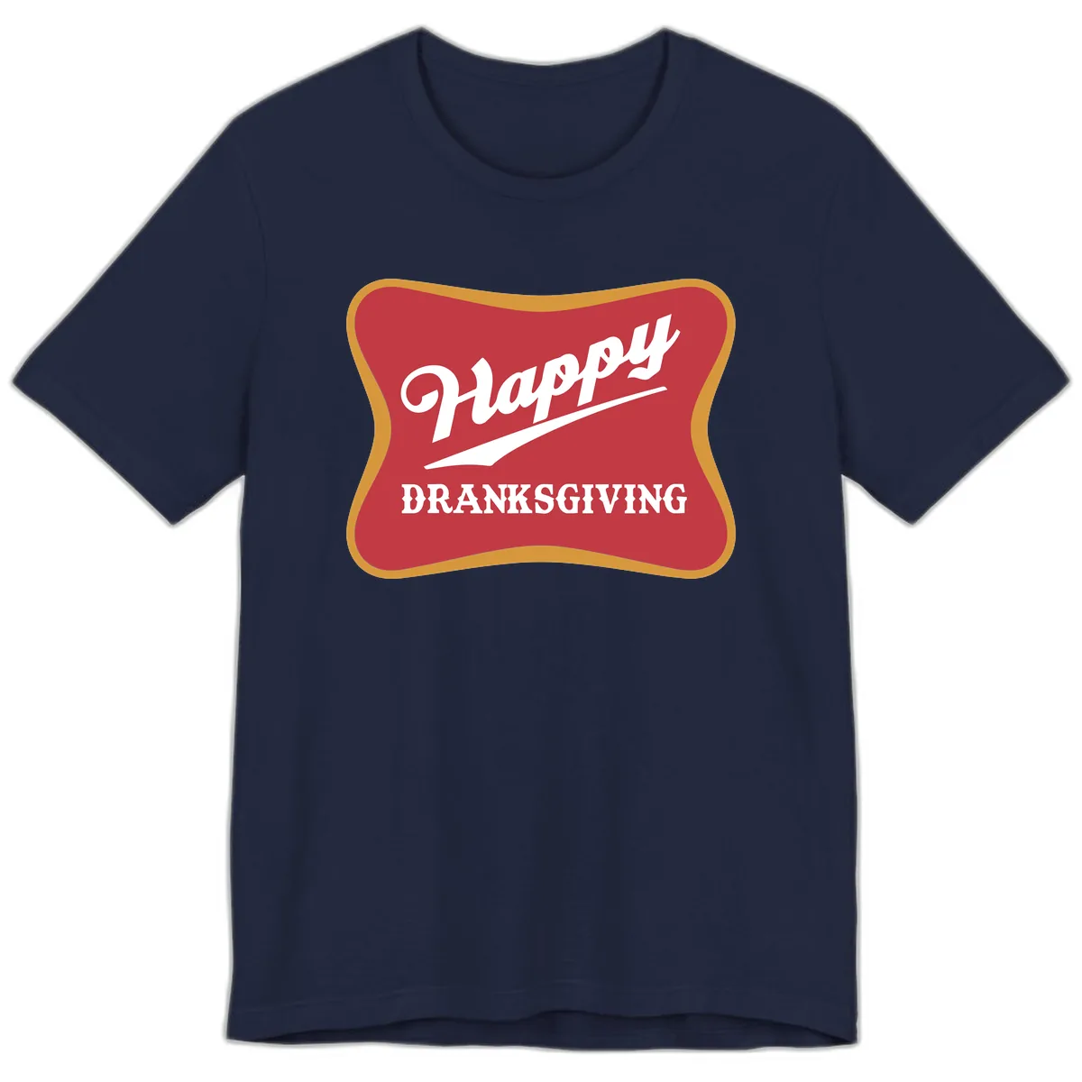 Happy Dranksgiving Holiday Design Premium T-Shirt in Navy