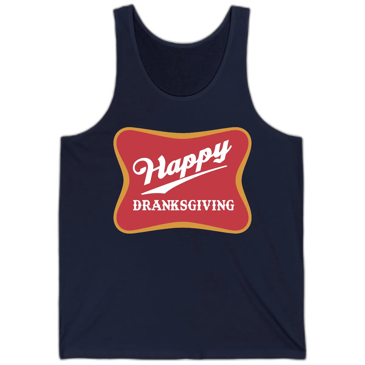 Happy Dranksgiving Holiday Design Tank in Navy