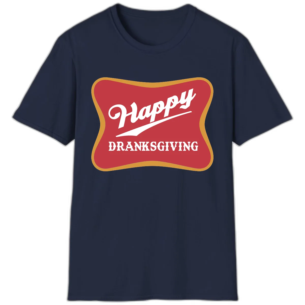Happy Dranksgiving Holiday Design T-Shirt in Navy