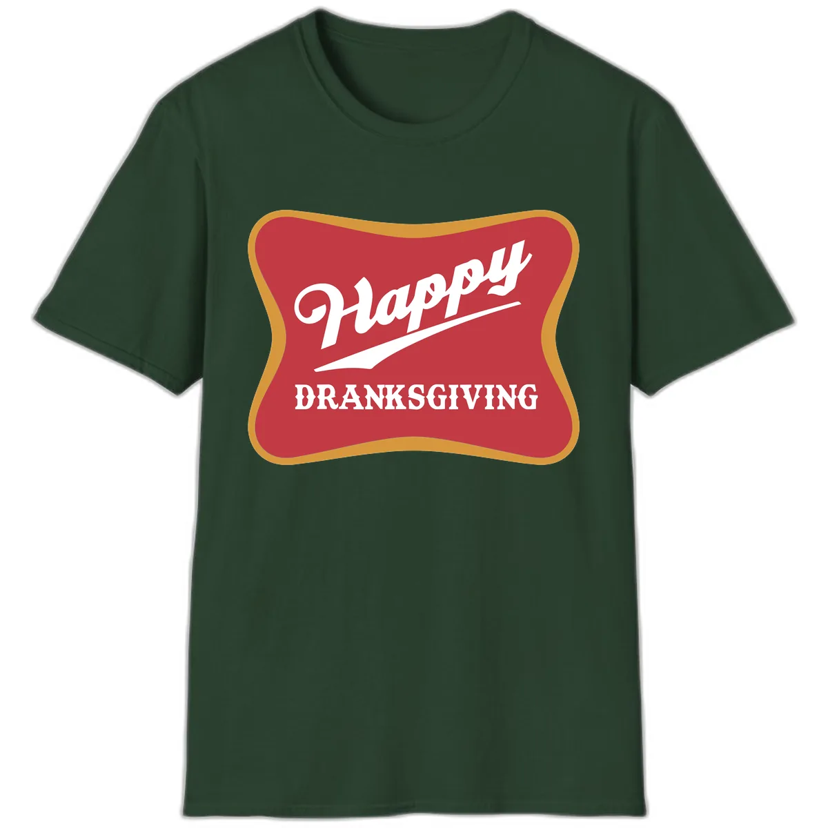 Happy Dranksgiving Holiday Design T-Shirt in Forest Green