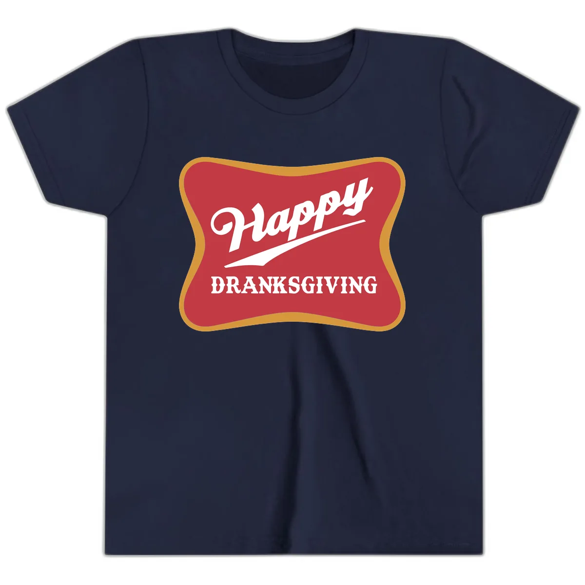 Happy Dranksgiving Holiday Design Youth T-Shirt in Navy