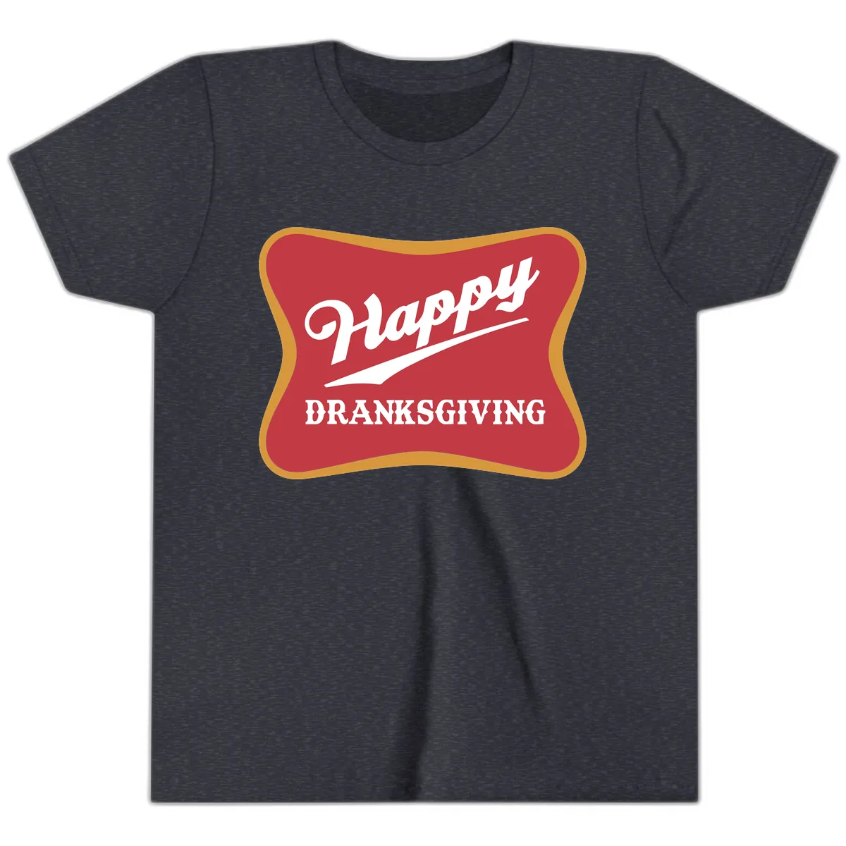 Happy Dranksgiving Holiday Design Youth T-Shirt in Heather Navy